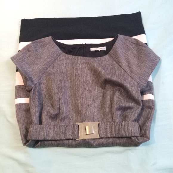 🩶🖤🤍 NWOT Womens Sandra Darren Dress Stripes 4P Office Interview Work Network - Picture 2 of 5